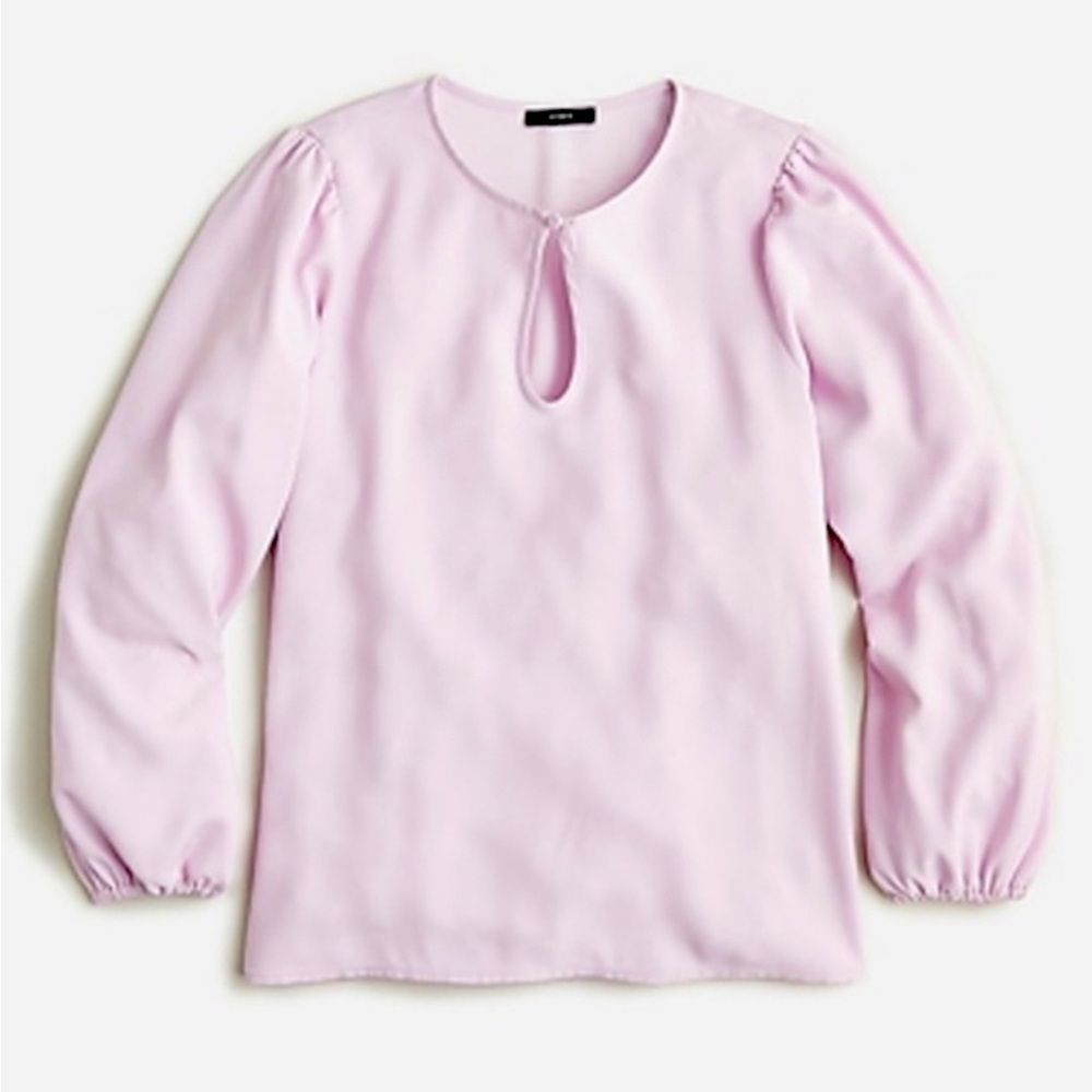 J Crew Keyhole Front Blouse Top Long Sleeve Lilac Large Tall NWT